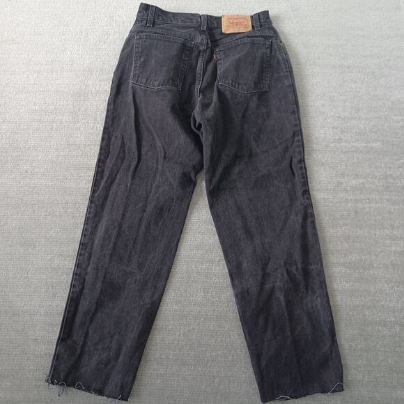Vintage Y2K Levi's 550 Jeans Women 28 Charcoal Relaxed High Rise Raw Hem Zip Fly - Picture 2 of 10